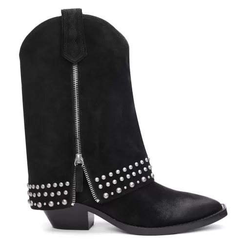 ASH Djangles Studded Western Boots | Fold Over Boots | Black Best