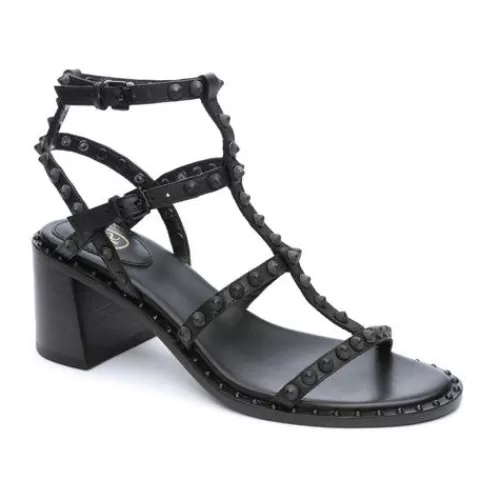 ASH Jen Bis Studded Block Heel Sandals | Shoes Black/Black Hot