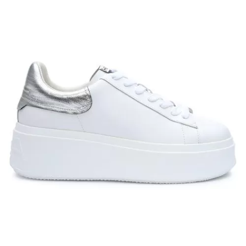 ASH Moby Metallic Platform Sneaker White/Silver Flash Sale