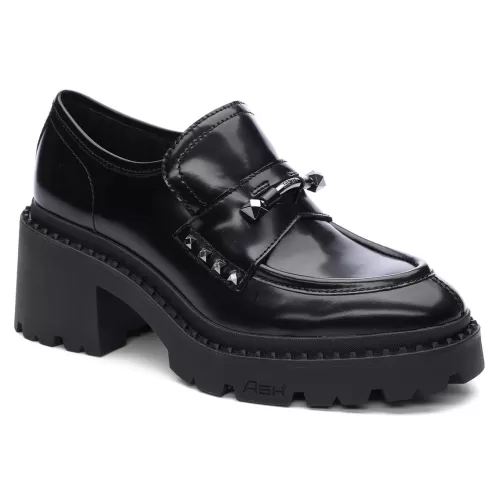 ASH Nelson Jack Polished Calf Studded Loafer Black Flash Sale