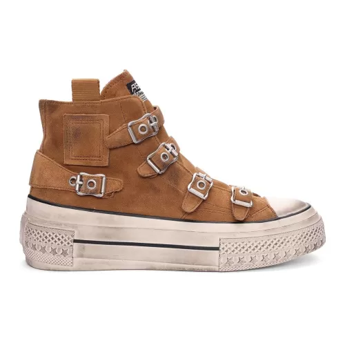 ASH Rainbow Suede Buckle Hightop Sneaker GoldenBrown Cheap